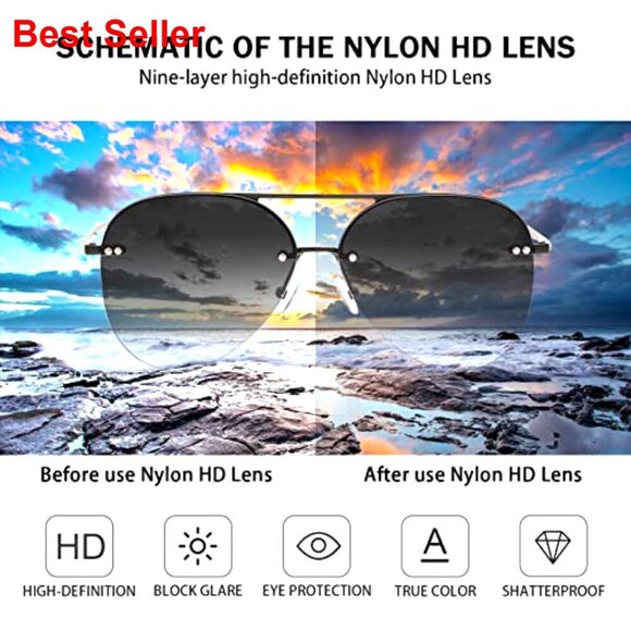 Oversized Rimless Aviator Sunglasses UV400 Protection Gradient Mirrored Lens main image 4